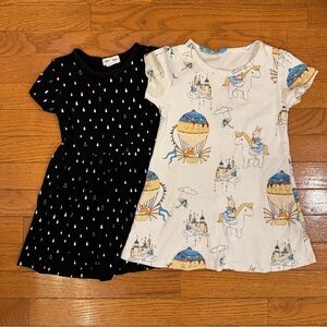 Two Cotton Dresses- Raindrops and Whimsical Print